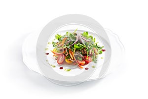 Gourmet Salad with Sliced Beef Tongue, Vegetables and Pesto