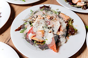 Gourmet Salad with Smoked Salmon and Cheese