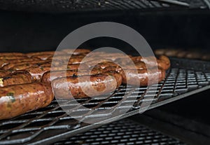 Gourmet Sausages cooking on the Grill