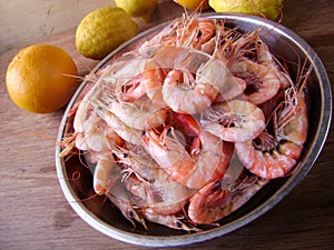 Gourmet seafood meal - many shrimps