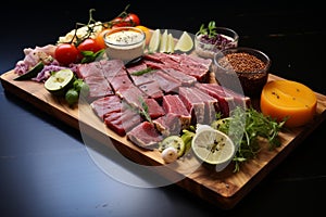 Gourmet seared tuna steak platter