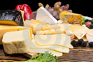 Gourmet selection of cheeses on a cheeseboard