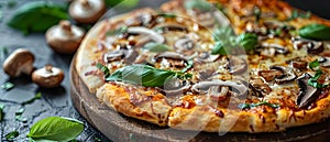 Gourmet Truffle Mushroom Pizza Delight. Concept Truffle Mushroom Pizza, Gourmet Delight, Pizza