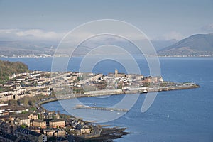 Gourock aerial view from Lyle Hill in Greenock, Inverclyde