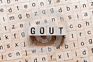 Gout word concept on cubes