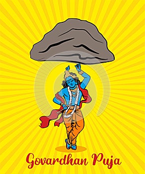 Govardhan Puja creative banner vector ilustration.