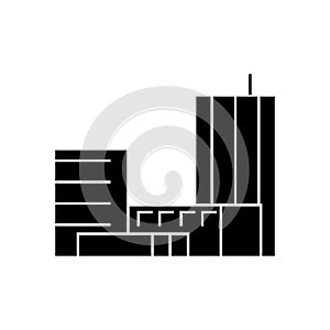 Goverment building black icon concept. Goverment building vector sign, symbol, illustration. photo