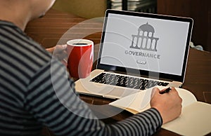 GOVERNANCE and building, Authority Computing Computer Laptop wit photo