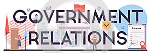 Governement relations typographic header. Idea of financial photo