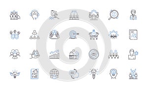 Governing Council line icons collection. Governance, Decisions, Authority, Leadership, Consensus, Administration