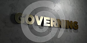 Governing - Gold text on black background - 3D rendered royalty free stock picture