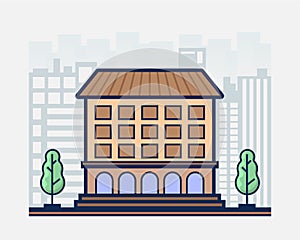 Government building icon. University and office architecture theme flat illustration