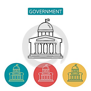 Government building outline icons set.