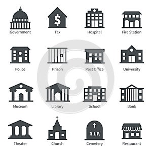 Government buildings icons