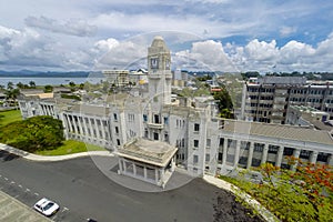 Government Buildings in Suva city center. Offices of Fiji Government. Prime Minister, the High Court, ministries, Parliament of Fi photo