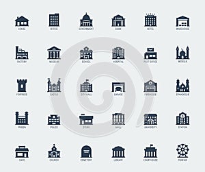 Government and City Buildings Vector Icons