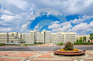 The Government House constructivism style building on Independence Square in Minsk