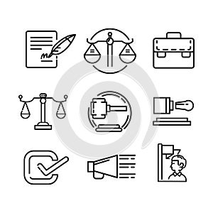 Government Icon Set Black And White Illustration