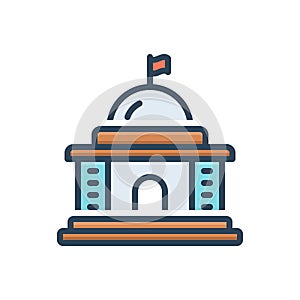 Color illustration icon for government, courthouse and architecture photo