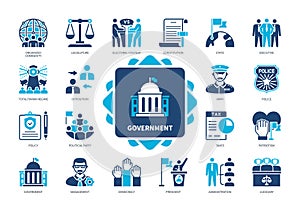Government solid icon set