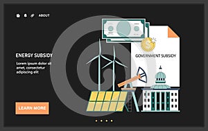 Government subsidy web or landing. Energy sectors receive financial