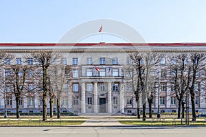 Governmental building exterior of the Cabinet of Ministers and State Chancellery in Riga, Latvia