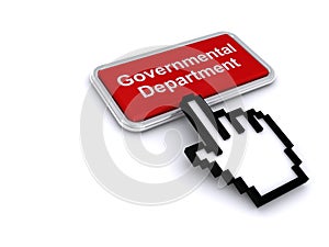 Governmental department button on white photo