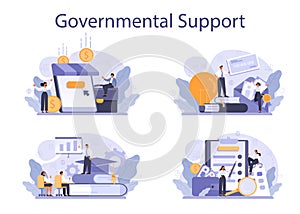 Governmental support set. Business bank loan from a government