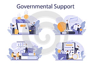 Governmental support set. Business bank loan from a government photo