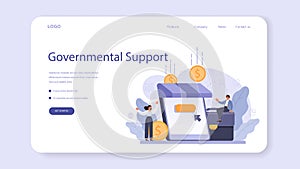 Governmental support web banner or landing page. Business bank loan