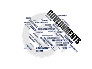 GOVERNMENTS - word cloud wordcloud - terms from the globalization, economy and policy environment