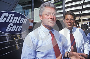 Governor Bill Clinton and Senator Al Gore on the 1992 Buscapade campaign tour in San Antonio, Texas