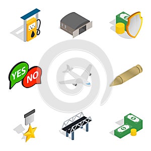 Governor icons set, isometric style