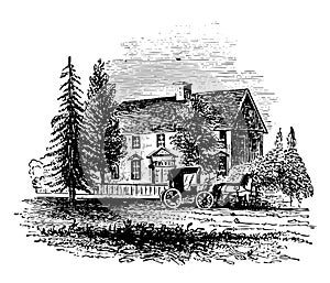 Governor Jonathan Trumbull House vintage illustration