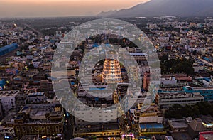 Govinda temple in Tirupati, India, aerial drone view