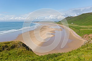 The Gower coast Rhossili South Wales one of the best beaches in the UK