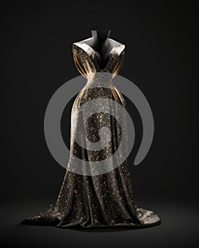 gown of regal beauty bedecked with a scintillating array of shimmering sequins. AI generation