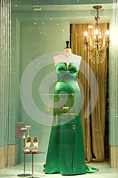Gown and shoes at fasion store