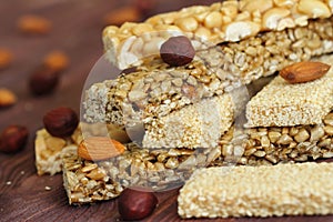 Gozinaky. Honey bars with peanuts, sesame and sunflower seeds