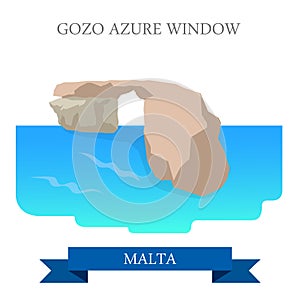 Gozo Azure Window Malta flat vector attraction sight landmark photo