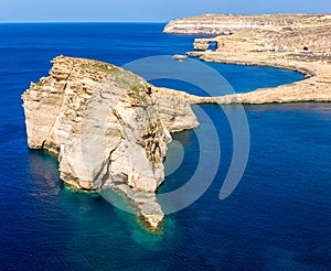 Gozo, Malta - The Fungus Rock and the Azure Window at Dwejra bay