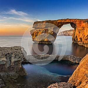 Gozo, Malta - Sunset at the beautiful Azure Window at sunset