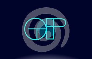 gp g p blue line circle alphabet letter logo icon template vector design