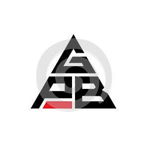 GPB triangle letter logo design with triangle shape. GPB triangle logo design monogram. GPB triangle vector logo template with red