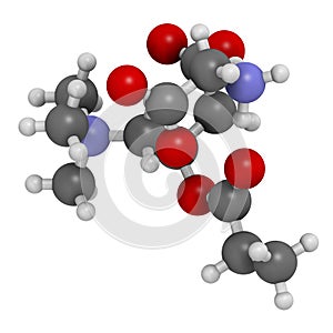 GPLC (glycine propionyl-L-carnitine) nutritional supplement molecule. 3D rendering.    Atoms are represented as spheres with