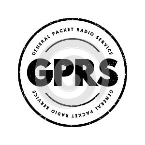 GPRS - General Packet Radio Service acronym text stamp, technology concept background