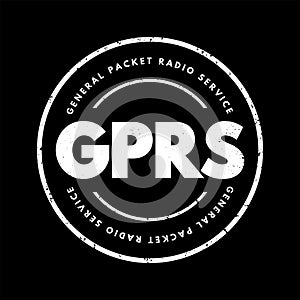 GPRS - General Packet Radio Service acronym text stamp, technology concept background