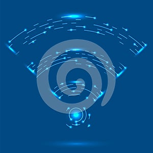 GPRS Logo. Radio Wave Icon. Wireless Network Symbol on Blue Background. Mobile Conceptual Emblem