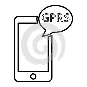 GPRS Phone Icon In Line Style