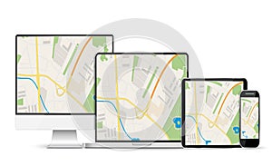 GPS Abstract generic city map with roads,